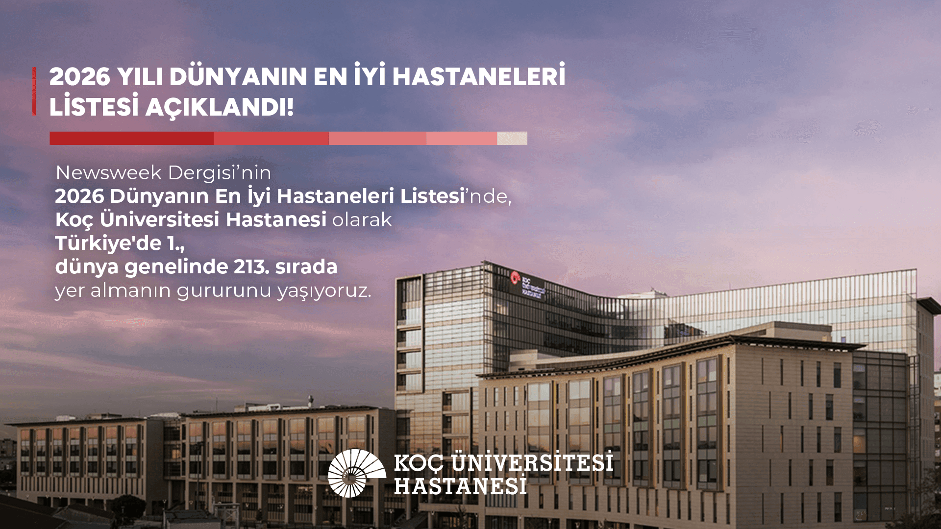 Koç Üniversitesi Hastanesi, 2026 Yılı Dünyanın En İyi Hastaneleri Listesi'nde!