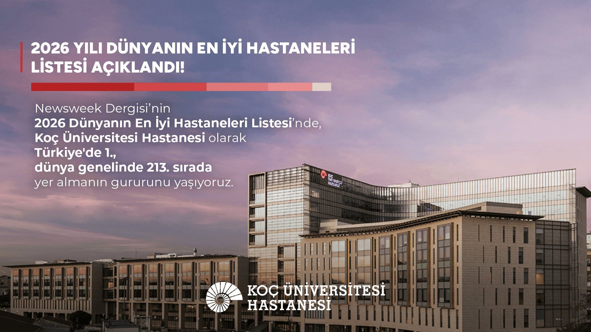 Koç Üniversitesi Hastanesi, 2026 Yılı Dünyanın En İyi Hastaneleri Listesi'nde!